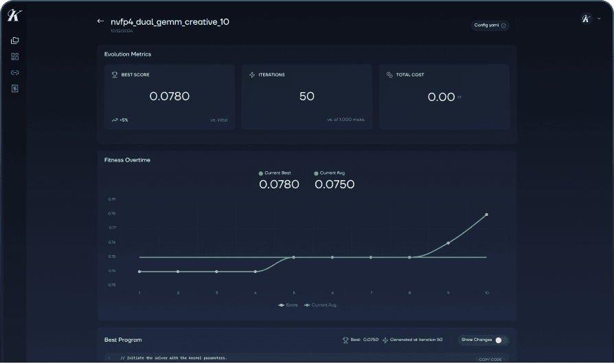Kai Evolve dashboard