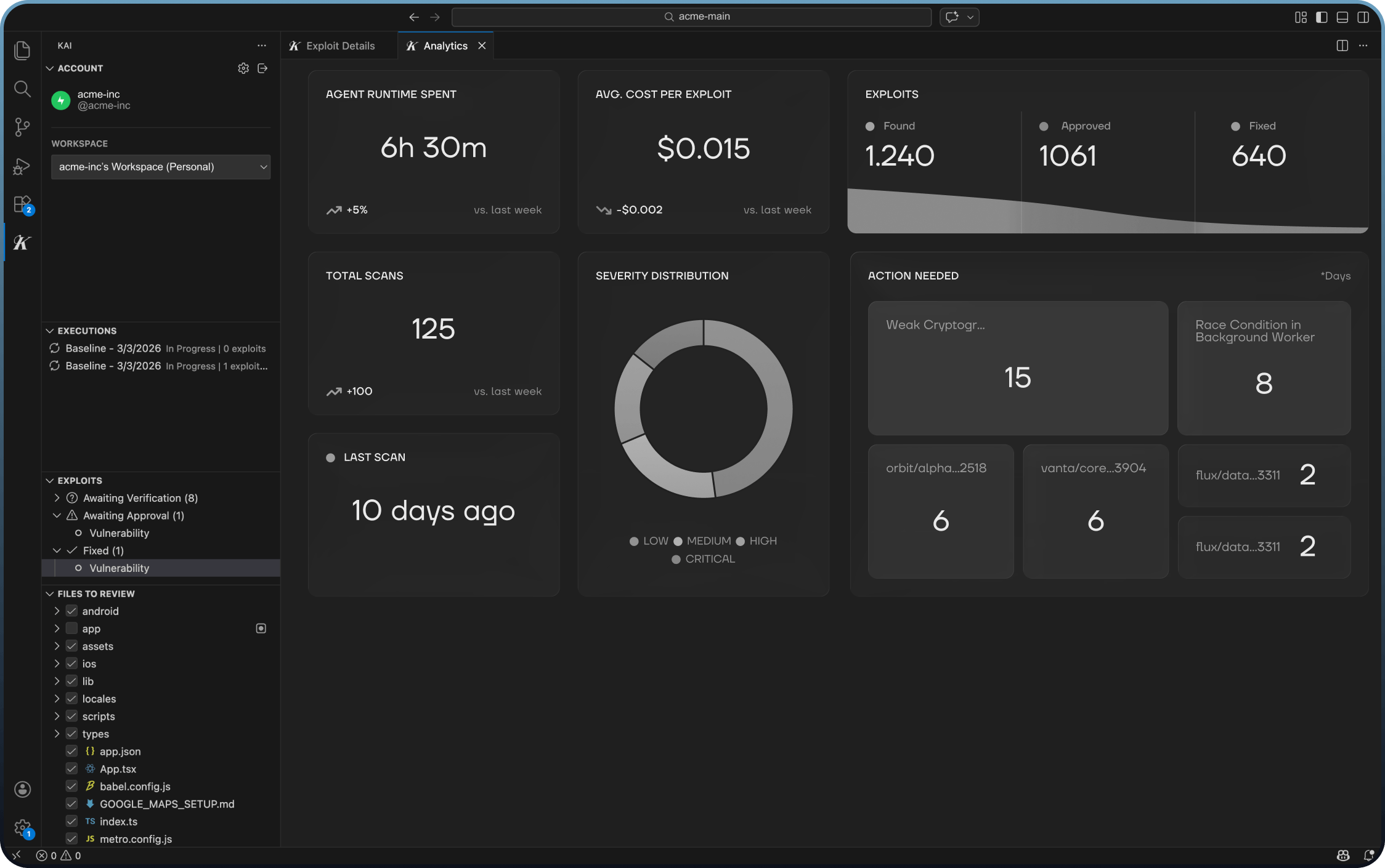 Kai Security dashboard overview