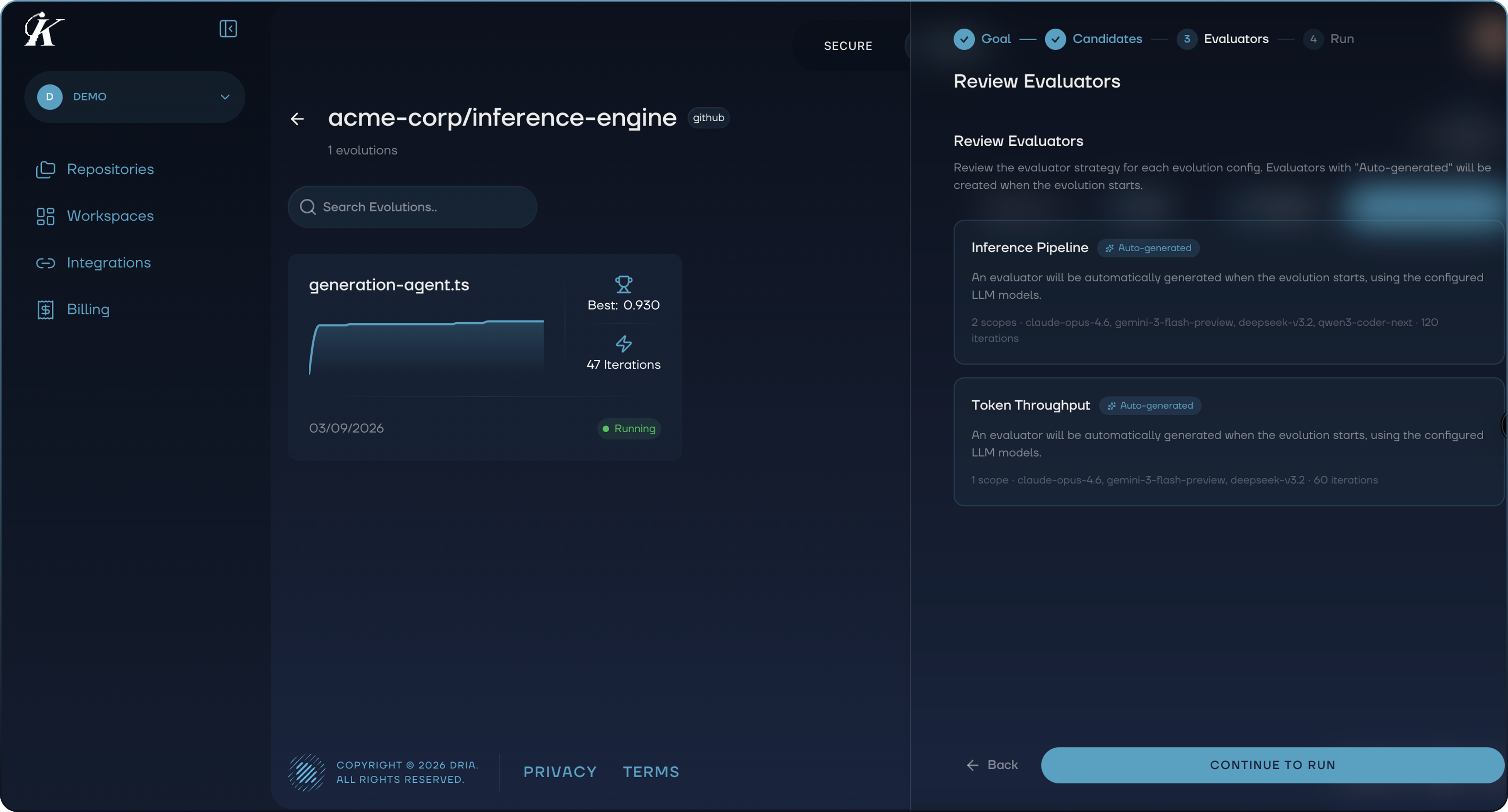 Review auto-generated evaluators before running